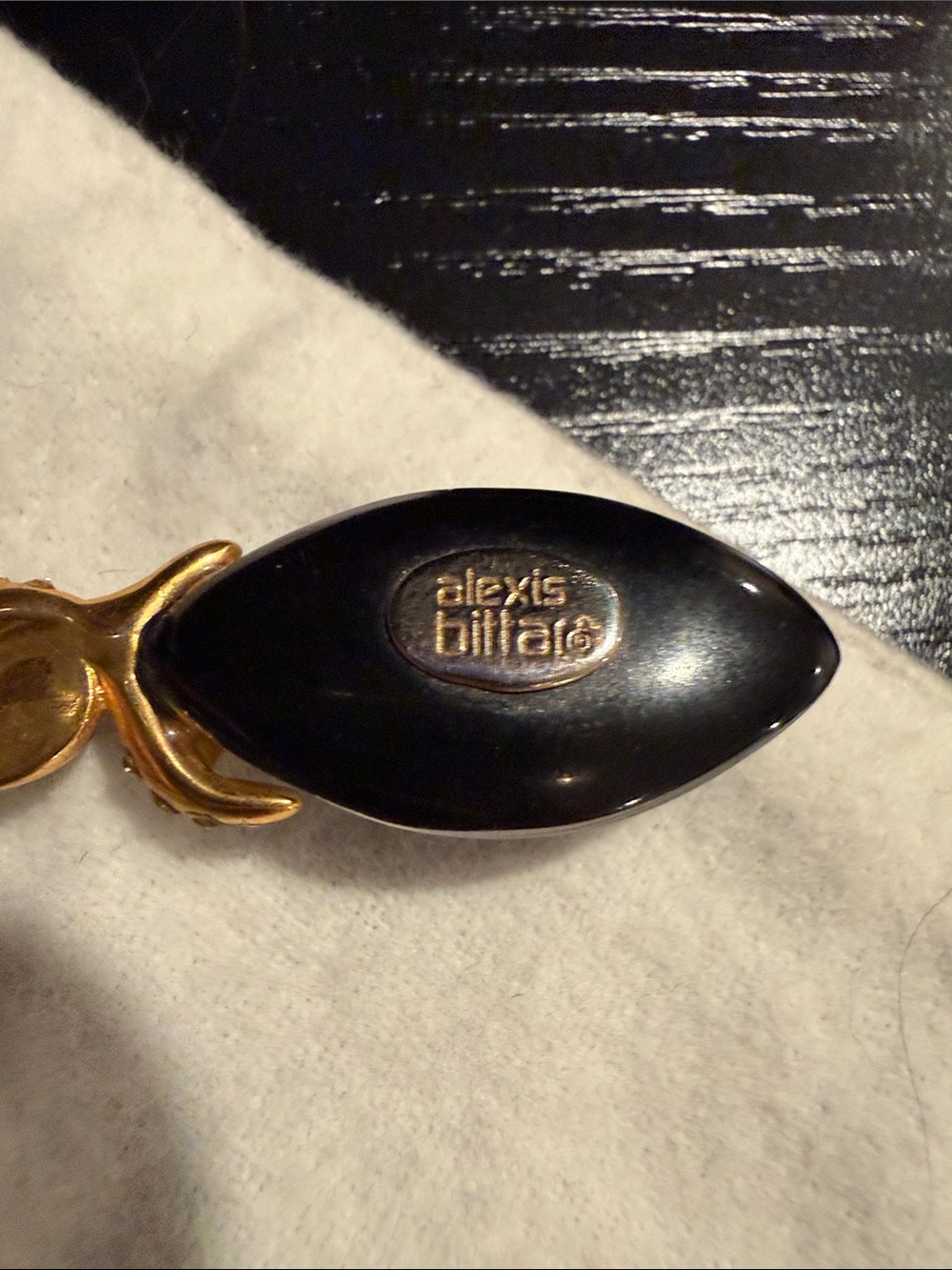 Alexis Bittar Black and Gold Drop Earrings with Crystal Accents - Picture 4 of 5